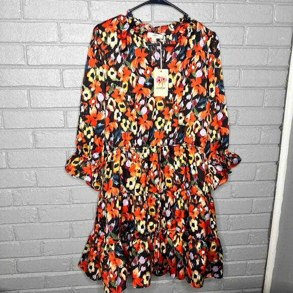 Entro Ruffle Floral Dress Size Large - Picture 5 of 16
